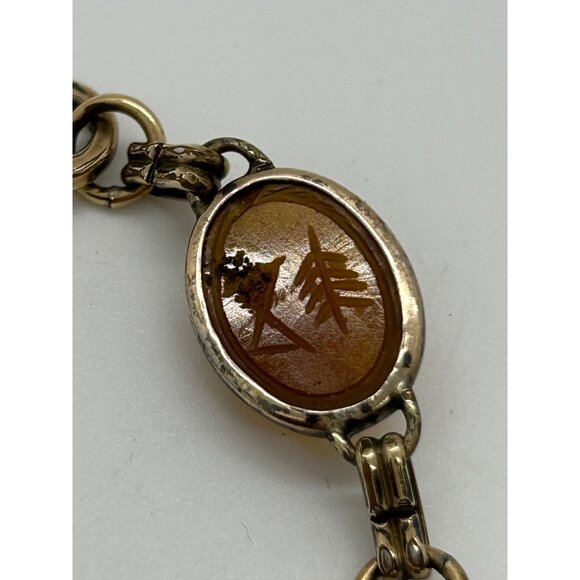Egyptian Revival 1920s-30s Scarab Bracelet With Carved Natural Stones & Gold-Ton - Picture 13 of 16
